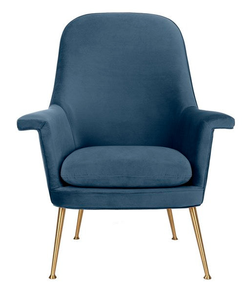 Safavieh Aimee Velvet Arm Chair - Navy | Accent Chairs | Modishstore - 2