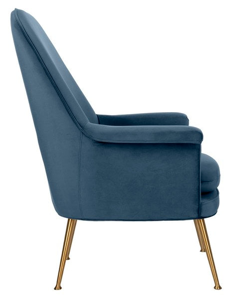 Safavieh Aimee Velvet Arm Chair - Navy | Accent Chairs | Modishstore - 4