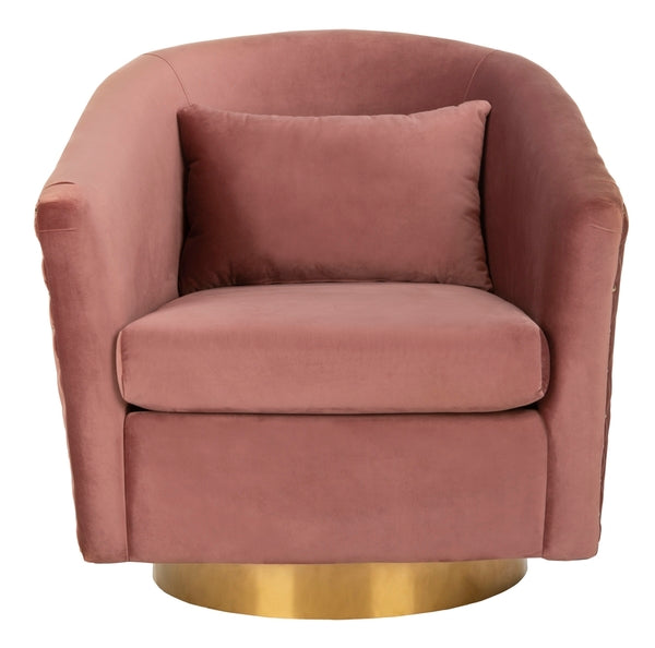 Safavieh Clara Quilted Swivel Tub Chair - Dusty Rose | Accent Chairs | Modishstore - 2