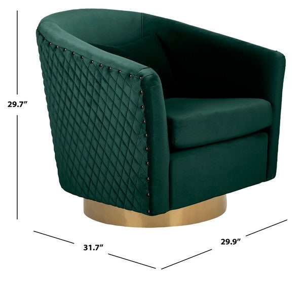 Safavieh Clara Quilted Swivel Tub Chair - Emerald | Accent Chairs | Modishstore - 3