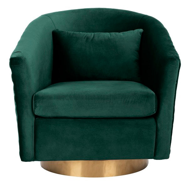 Safavieh Clara Quilted Swivel Tub Chair - Emerald | Accent Chairs | Modishstore - 2