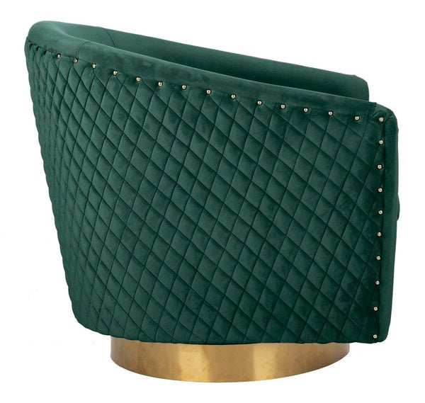 Safavieh Clara Quilted Swivel Tub Chair - Emerald | Accent Chairs | Modishstore - 4