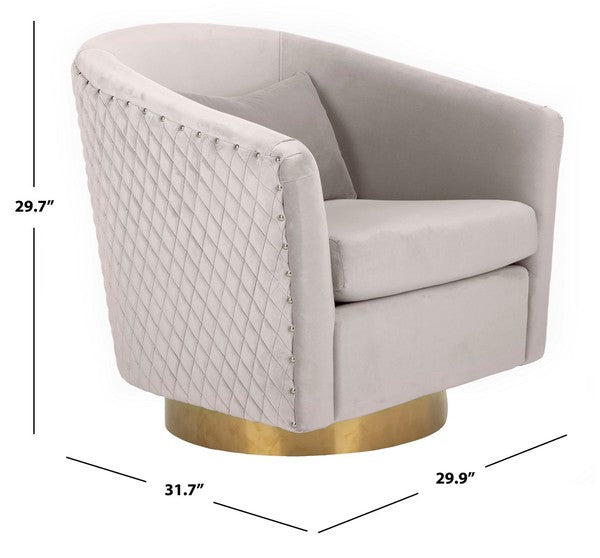 Safavieh Clara Quilted Swivel Tub Chair - Pale Taupe | Accent Chairs | Modishstore - 3