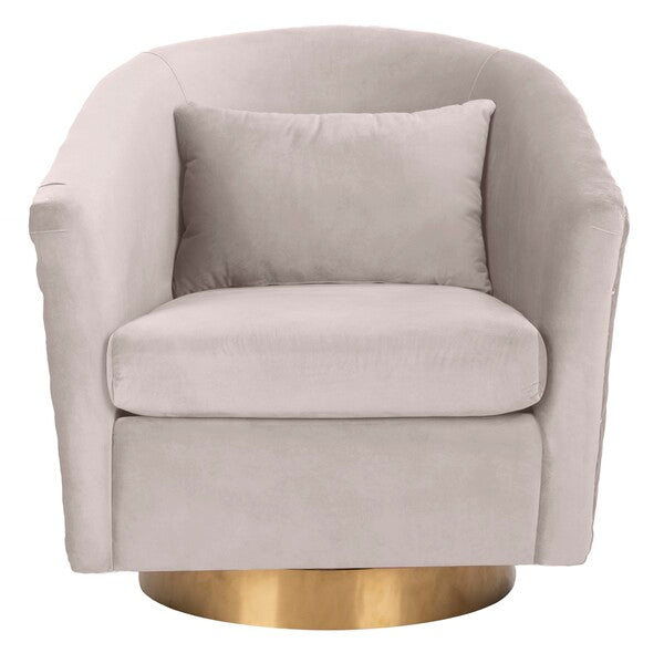 Safavieh Clara Quilted Swivel Tub Chair - Pale Taupe | Accent Chairs | Modishstore - 2