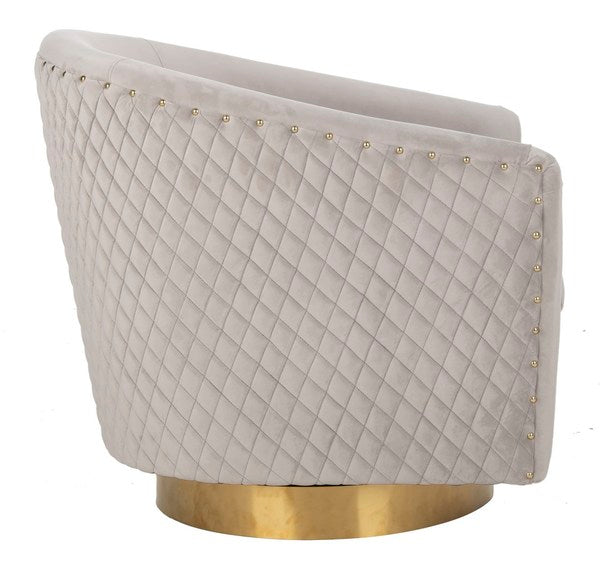 Safavieh Clara Quilted Swivel Tub Chair - Pale Taupe | Accent Chairs | Modishstore - 4