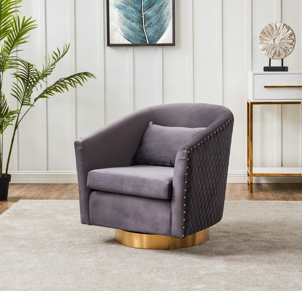 Safavieh Clara Quilted Swivel Tub Chair | Accent Chairs | Modishstore