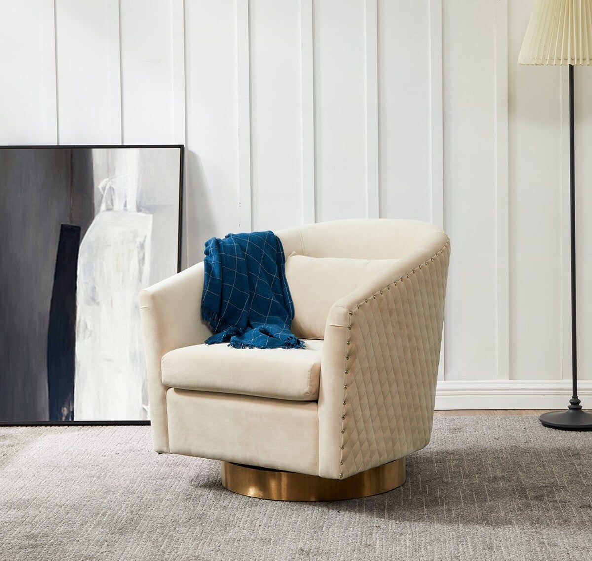 Safavieh Clara Quilted Swivel Tub Chair | Accent Chairs | Modishstore - 11