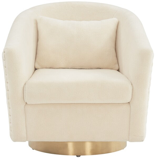 Safavieh Clara Quilted Swivel Tub Chair - Ivory | Accent Chairs | Modishstore - 2