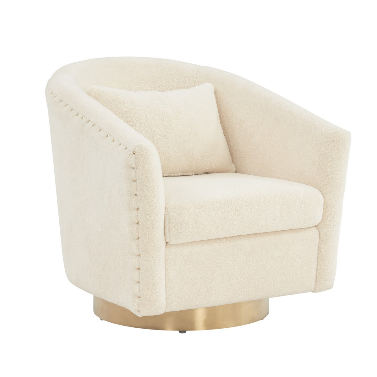 Safavieh Clara Quilted Swivel Tub Chair - Ivory | Accent Chairs | Modishstore - 3