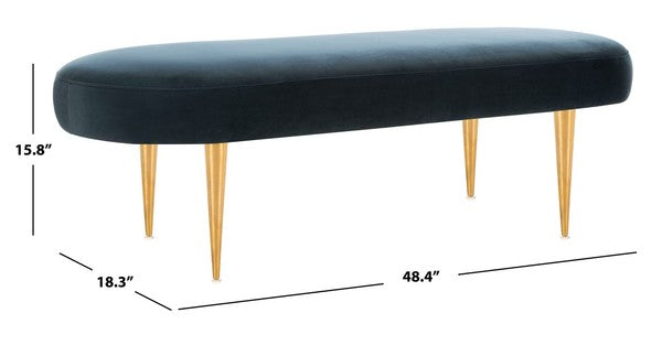 Safavieh Corinne Oval Bench - Navy | Benches | Modishstore - 3