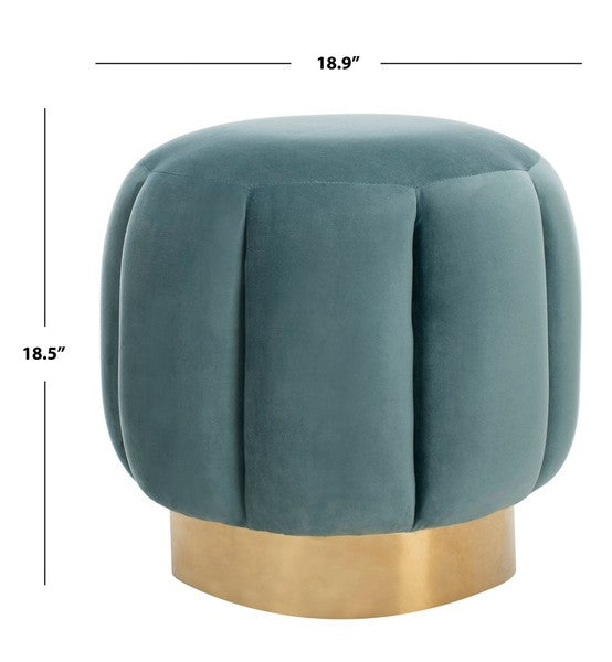Safavieh Maxine Channel Tufted Otttoman - Seafoam | Ottomans | Modishstore - 3