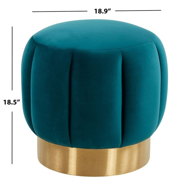 Safavieh Maxine Channel Tufted Otttoman - Petrol | Ottomans | Modishstore - 3
