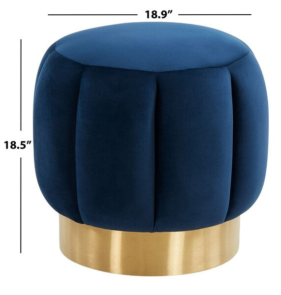 Safavieh Maxine Channel Tufted Otttoman - Navy | Ottomans | Modishstore - 3