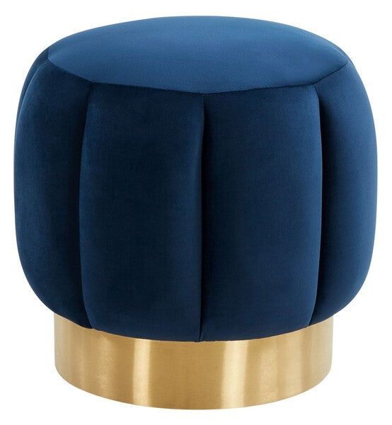 Safavieh Maxine Channel Tufted Otttoman - Navy | Ottomans | Modishstore - 2