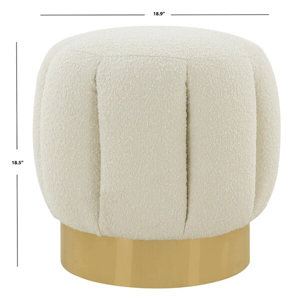 Safavieh Maxine Channel Tufted Otttoman - Ivory | Ottomans | Modishstore - 3
