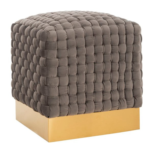 Safavieh Ravyn Woven Velvet Ottoman - Dark Gray | Ottomans | Modishstore - 3