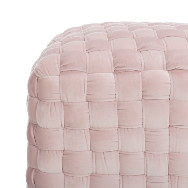 Safavieh Ravyn Woven Velvet Ottoman - Pink | Ottomans | Modishstore - 4