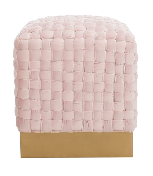 Safavieh Ravyn Woven Velvet Ottoman - Pink | Ottomans | Modishstore - 2
