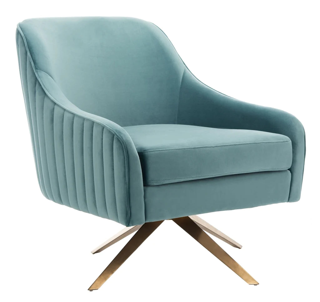 Safavieh Leyla Swivel Velvet Chair - Seafoam | Accent Chairs | Modishstore - 6