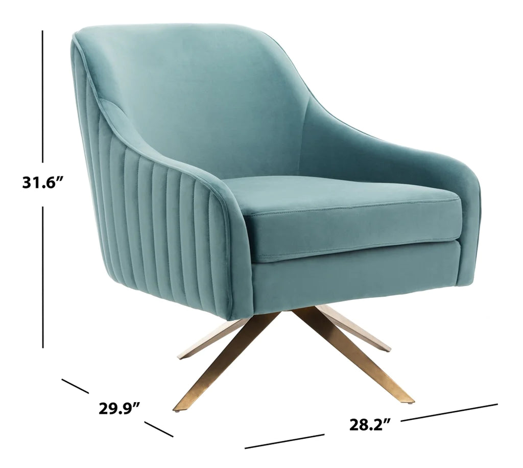 Safavieh Leyla Swivel Velvet Chair - Seafoam | Accent Chairs | Modishstore - 2