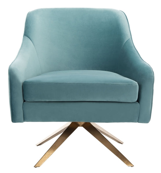 Safavieh Leyla Swivel Velvet Chair - Seafoam | Accent Chairs | Modishstore - 3