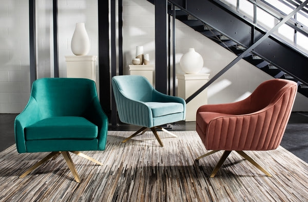 Safavieh Leyla Swivel Velvet Chair - Dusty Rose | Accent Chairs | Modishstore - 5