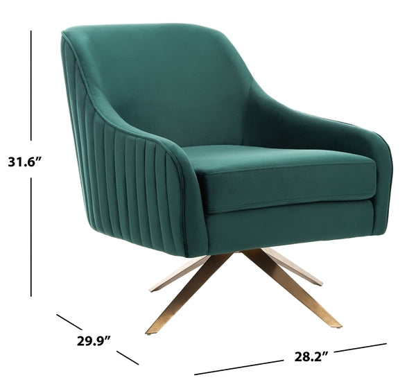 Safavieh Leyla Swivel Velvet Chair - Emerald | Accent Chairs | Modishstore - 3