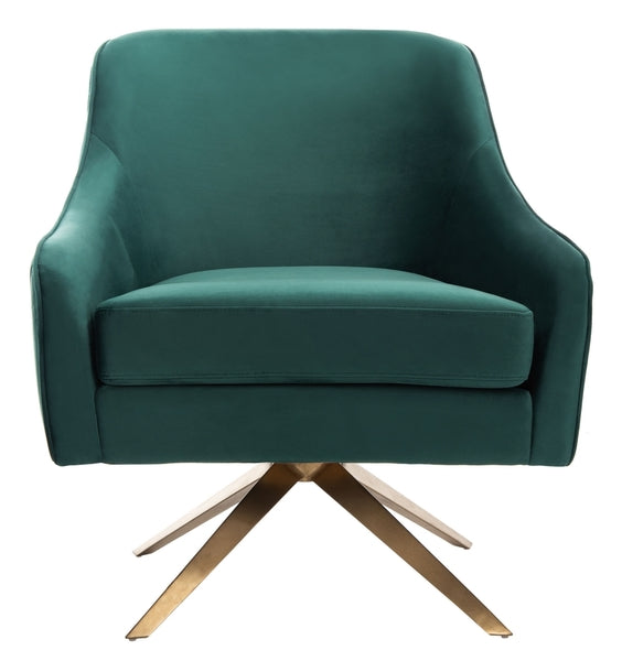 Safavieh Leyla Swivel Velvet Chair - Emerald | Accent Chairs | Modishstore - 2