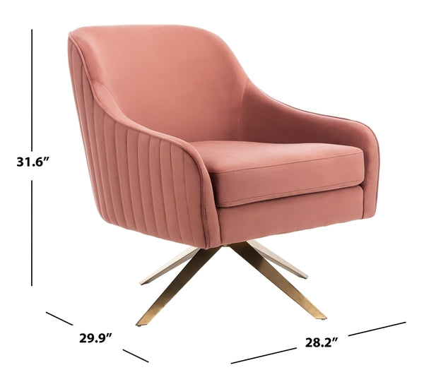 Safavieh Leyla Swivel Velvet Chair - Dusty Rose | Accent Chairs | Modishstore - 3