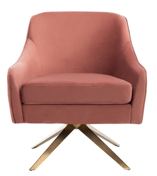Safavieh Leyla Swivel Velvet Chair - Dusty Rose | Accent Chairs | Modishstore - 2