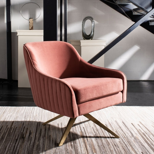 Safavieh Leyla Swivel Velvet Chair - Dusty Rose | Accent Chairs | Modishstore