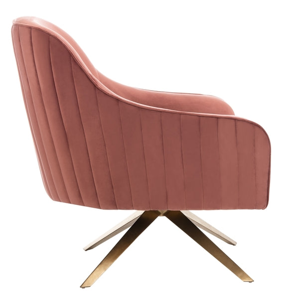 Safavieh Leyla Swivel Velvet Chair - Dusty Rose | Accent Chairs | Modishstore - 4