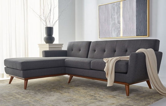 Safavieh Opal Linen Tuft Sectional Sofa - Slate | Sectional | Modishstore