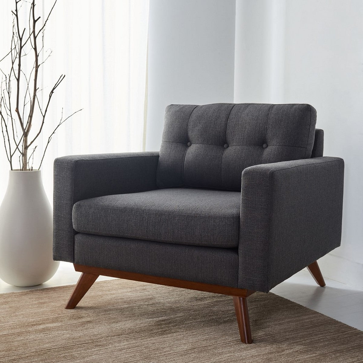 Safavieh Gneiss Modern Linen Arm Chair | Armchairs | Modishstore