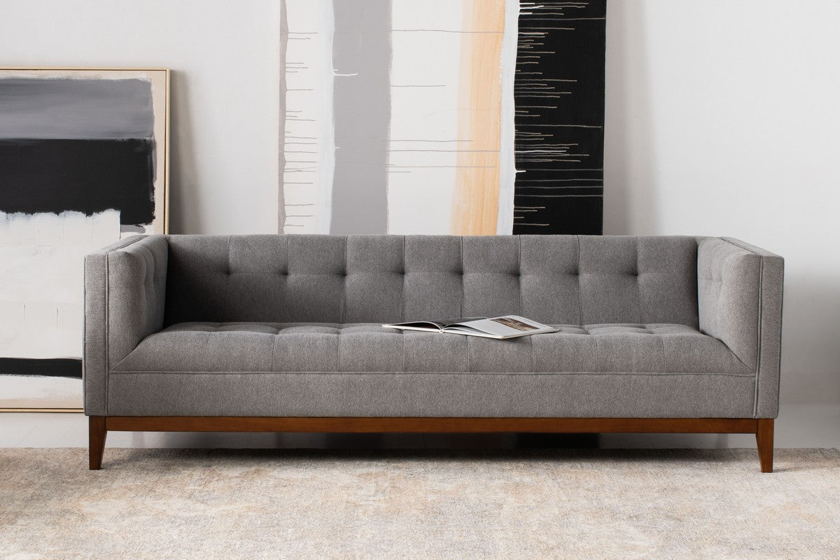Safavieh Garnet Linen Tufted Sofa - Light Gray | Sofas | Modishstore