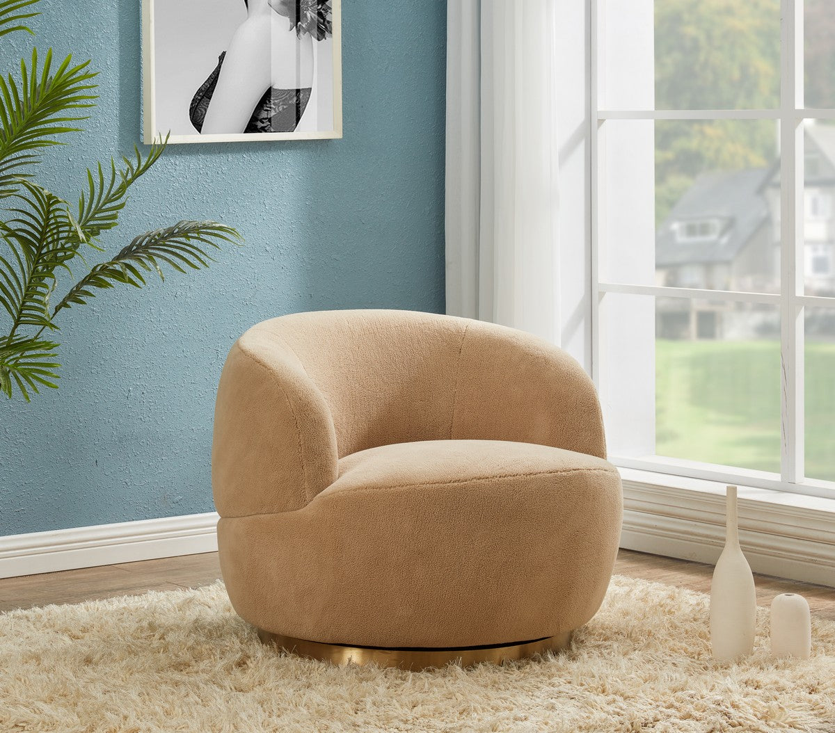 Safavieh Flynn Faux Lamb Wool Swivel Ch | Accent Chairs | Modishstore - 6