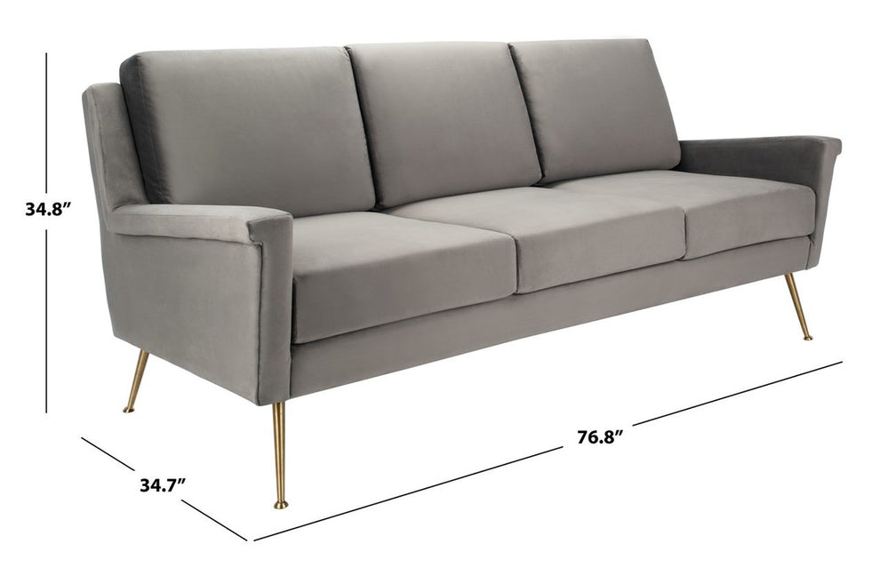 Safavieh Peridot Velvet Modern Sofa - Dark Gray | Sofas | Modishstore - 4