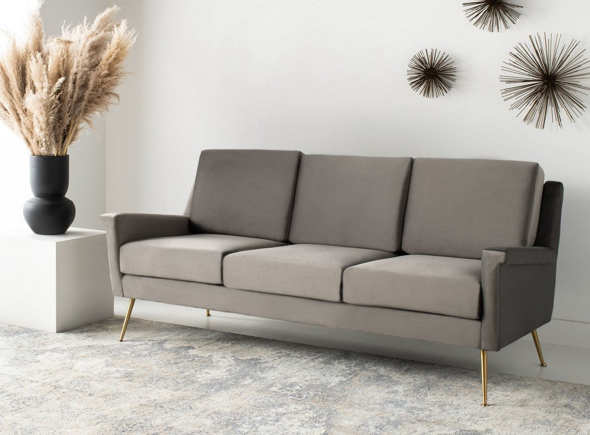Safavieh Peridot Velvet Modern Sofa - Dark Gray | Sofas | Modishstore