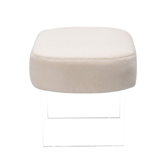 Safavieh Warren Faux Sheepskin Ottoman | Ottomans | Modishstore