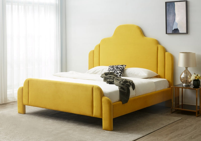 Safavieh Caspian Velvet Bed - Marigold | Beds | Modishstore