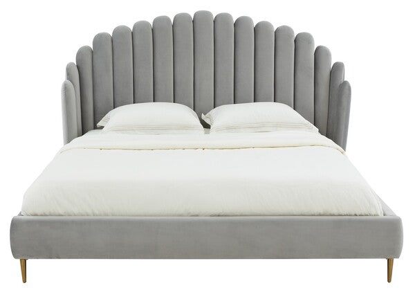 Safavieh Rosabella Channel Tufted Bed - Light Gray | Beds | Modishstore - 2