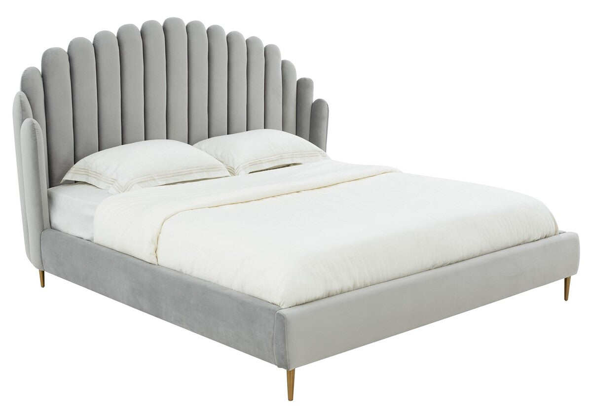 Safavieh Rosabella Channel Tufted Bed - Light Gray | Beds | Modishstore - 3