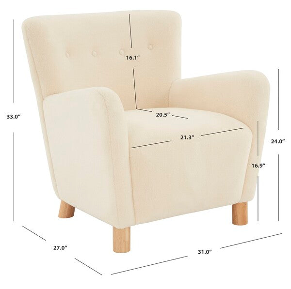 Safavieh Carey Faux Shearling Chair - Ivory | Accent Chairs | Modishstore - 3