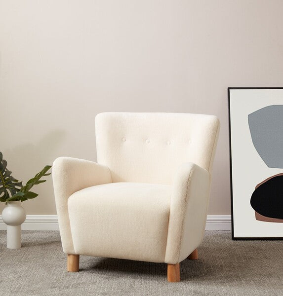 Safavieh Carey Faux Shearling Chair - Ivory | Accent Chairs | Modishstore