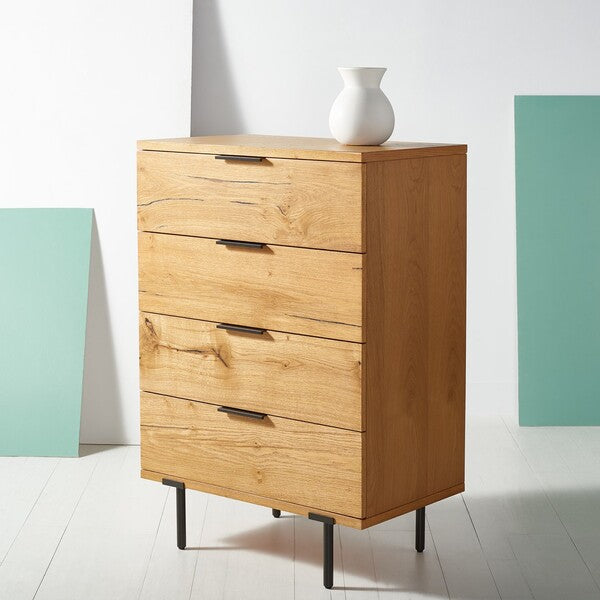 Safavieh Elizabella 4 Drawer Wood Chest - Oak | Drawers | Modishstore