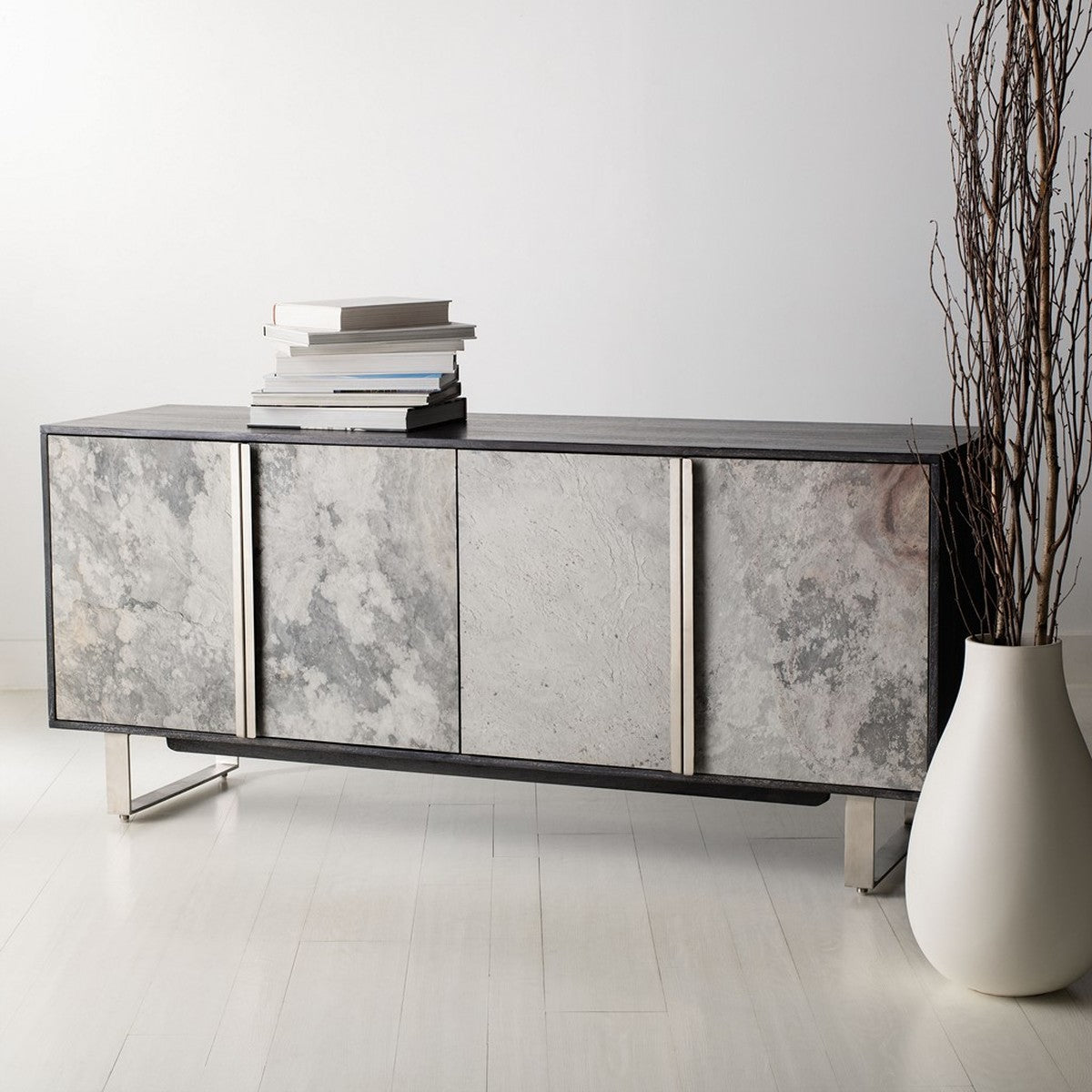 Safavieh Drake Slate 4 Door Sideboard - Black | Sideboards | Modishstore