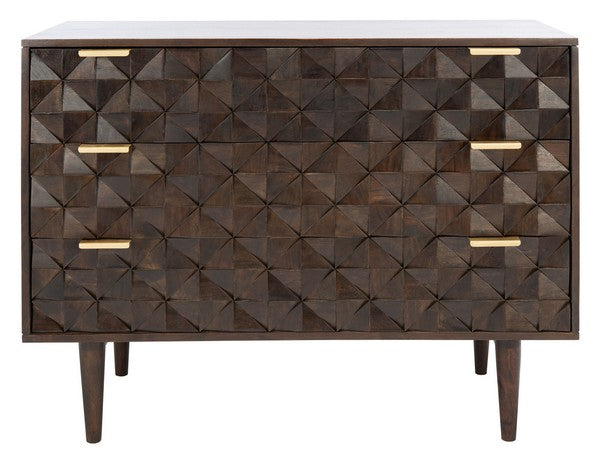 Safavieh Zinnia 3 Drawer Chest - Walnut | Dressers | Modishstore - 2