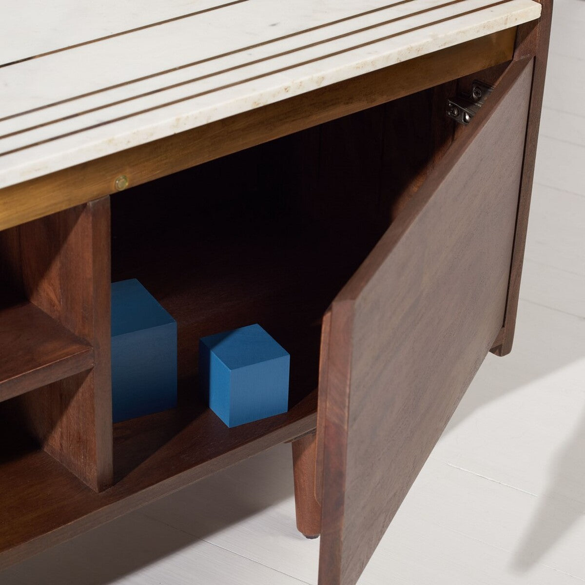 Safavieh Milana Marble Tv Stand - Walnut | TV Stands | Modishstore - 4