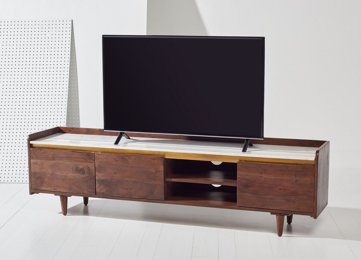 Safavieh Milana Marble Tv Stand - Walnut | TV Stands | Modishstore