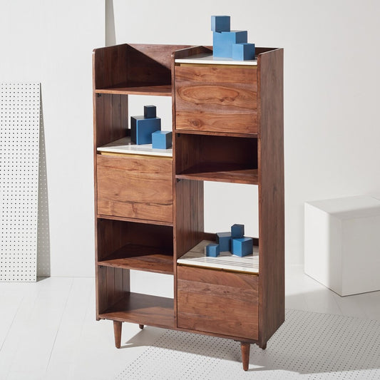 Safavieh Milana Marble Bookcase - Walnut | Bookcases | Modishstore